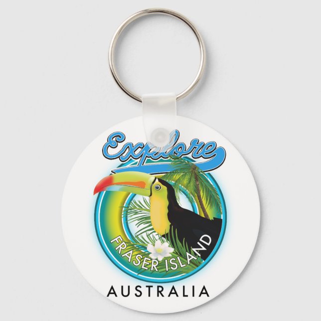 Fraser Island Australia exploration logo Key Ring (Front)