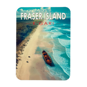Fraser Island K'gari Australia Travel Art Vintage Magnet