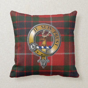 Fraser Lovat Tartan & Badge Cushion