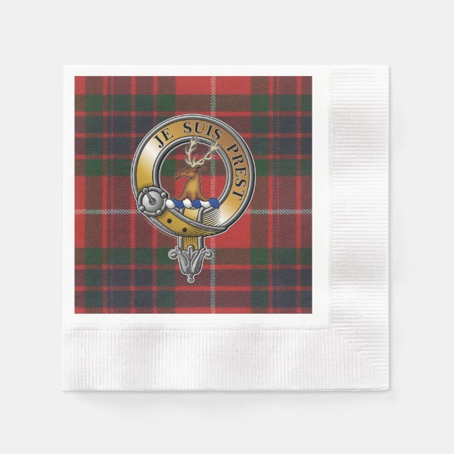 Fraser Lovat Tartan & Badge Napkin (Front)