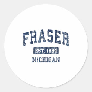 Fraser Michigan Mi Vintage Sports Established Desi Classic Round Sticker