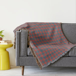 Fraser of Lovat Ancient Tartan Light Blue Plaid Throw Blanket