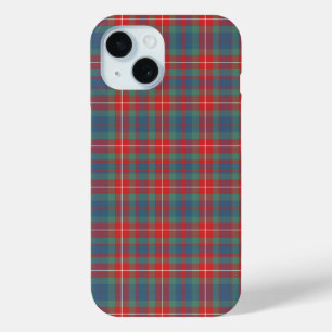 Fraser of Lovat Clan Coral and Blue Ancient Tartan iPhone 15 Case