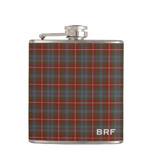 Fraser of Lovat Weathered Tartan Monogram Hip Flask
