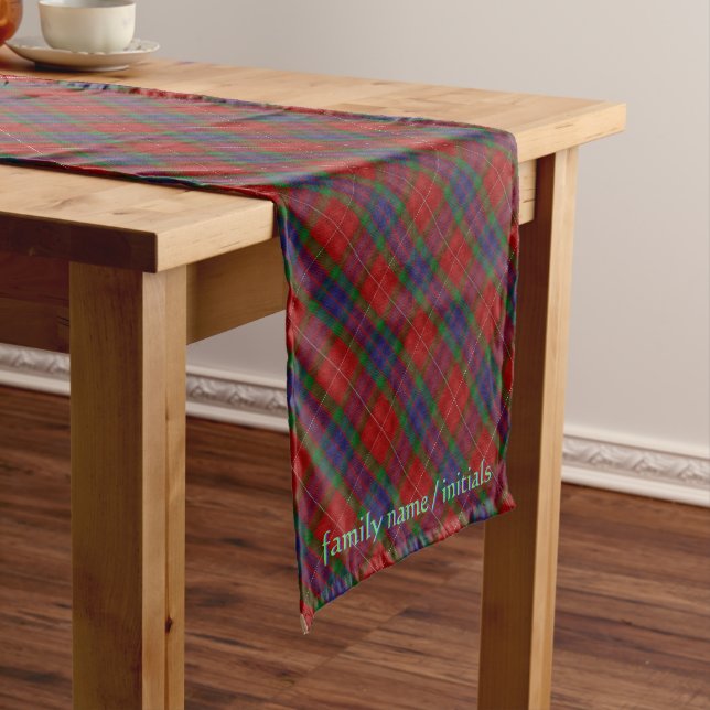 Fraser Official Tartan with family name / initials Short Table Runner (In Situ)