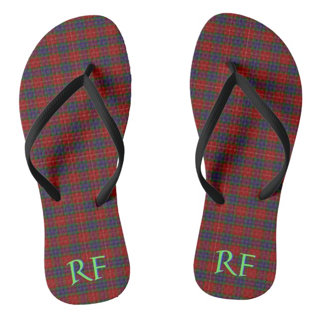 Fraser Official Tartan with monogram / initials Flip Flops (Footbed)