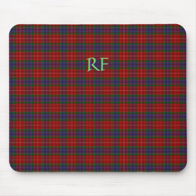 Fraser Official Tartan with monogram / name Mouse Mat (Front)