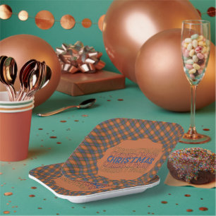  Fraser Red  Scottish Clan Tartan Christmas  Paper Plate