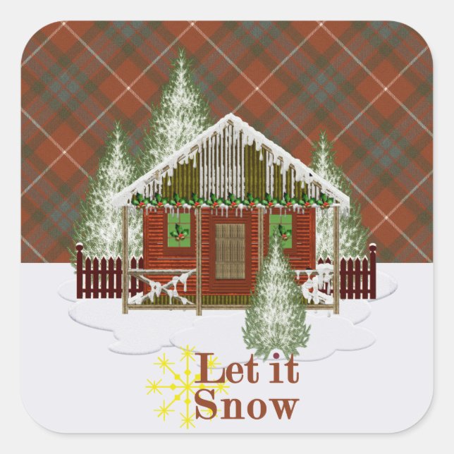 Fraser Red Weathered Original Scottish Tartan Square Sticker (Front)