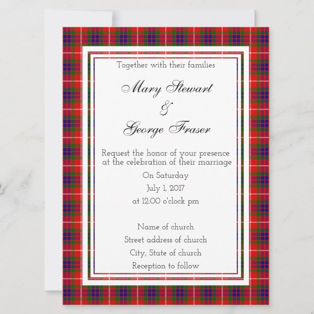 Fraser Scottish Wedding Invitation (Front)