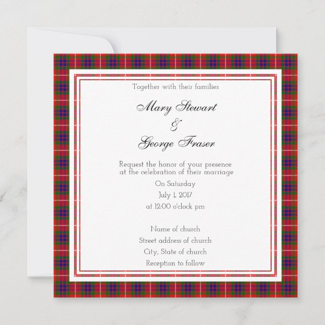 Fraser Scottish Wedding Square Invitation (Front)