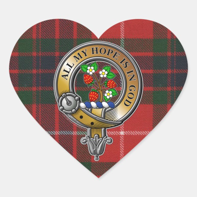Fraser Tartan & Badge Heart Sticker (Front)