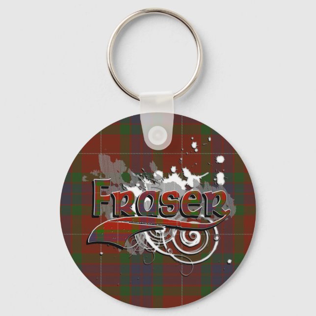 Fraser Tartan Grunge Key Ring (Front)
