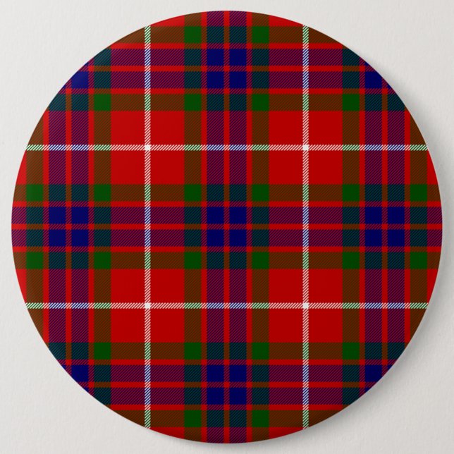 Fraser tartan red green blue purple plaid 6 cm round badge (Front)