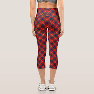 Fraser tartan red green blue purple plaid capri leggings