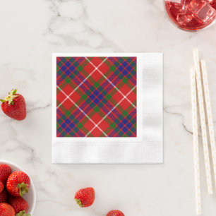 Fraser tartan red green blue purple plaid napkin