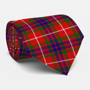 Fraser tartan red green blue purple plaid tie