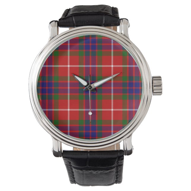 Fraser tartan red green blue purple plaid watch (Front)