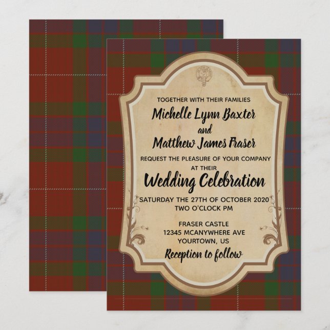 Fraser Tartan Wedding Invitation (Front/Back)