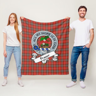 Fraser Weathered Clan Badge Clan Badge Tartan Plai Fleece Blanket
