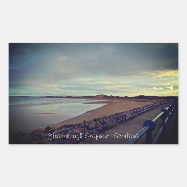 Fraserburgh Bay Seafront Walk, Scotland Rectangular Sticker (Front)