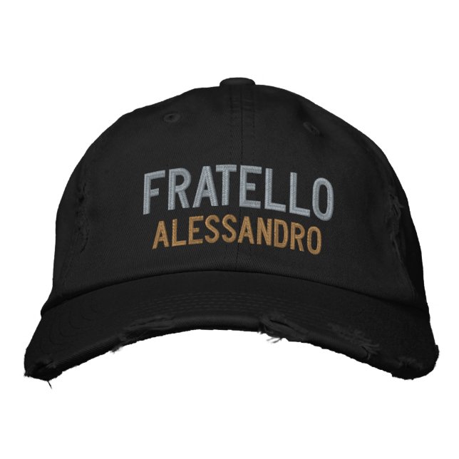 Fratello (brother) Personalised Embroidered Hat (Front)