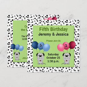 FraternalTwins 5th Birthday Party Green Invitation