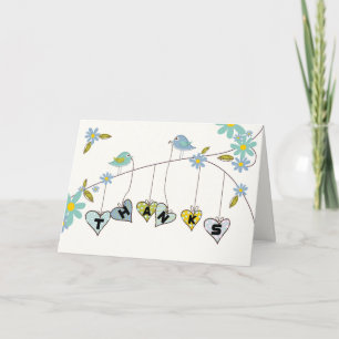Fraternity House Mum Thanks From Group, Birds Hold Thank You Card