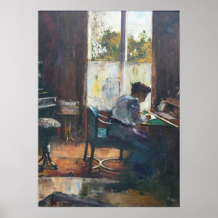 Frau am Schreibtisch Poster
