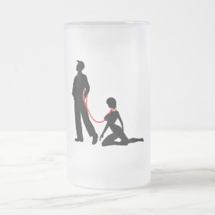 Frau ein der Leine - Böse Männer Frosted Glass Beer Mug
