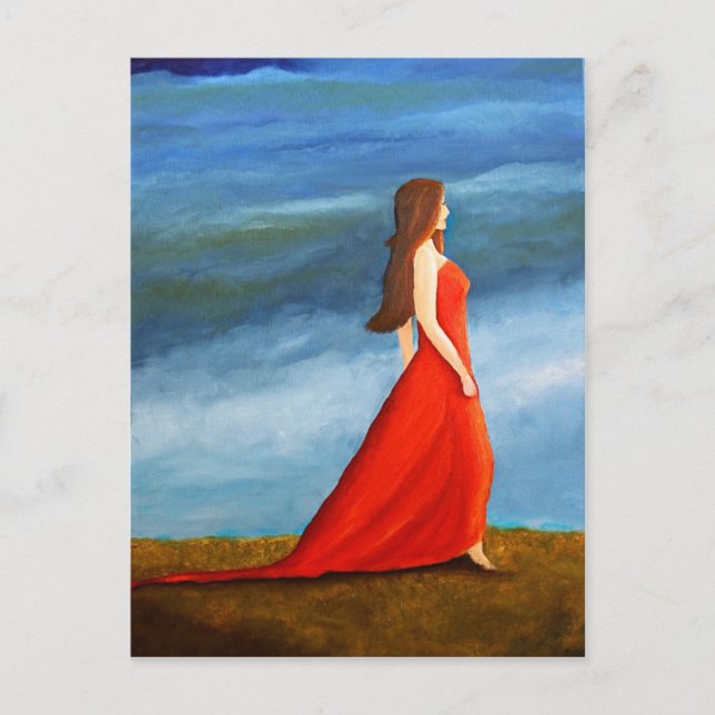 Frau im roten Kleid Postcard (Front)