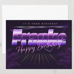 Fraud Name First name lila retro Map Birthday Card