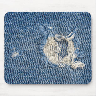Frayed Blue Denim Mouse Mat
