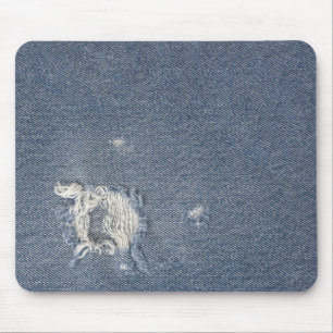 frayed denim hole mouse mat