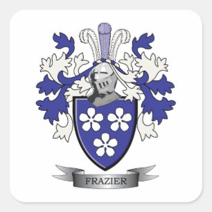 Frazier Family Crest Coat of Arms Square Sticker
