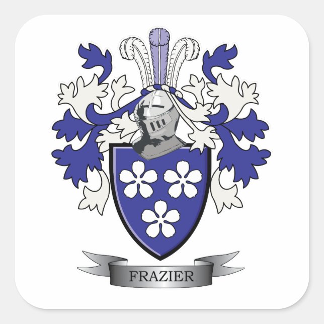 Frazier Family Crest Coat of Arms Square Sticker (Front)