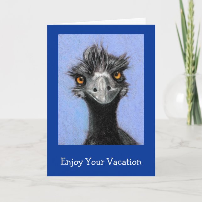 FRAZZLED EMU: ENJOY YOUR VACATION HOLIDAY CARD (Front)
