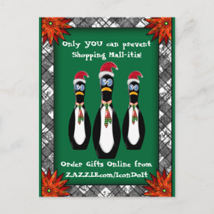 Frazzled Humourous Santa Penguins (Personalised) Holiday Postcard