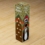 Frazzled Humourous Santa Penguins (Personalised) Wine Gift Box<br><div class="desc">Make that bottle of wine you bring to family & friends this holiday season even more special w/a wine box that's sure to get a chuckle from your host(s). Original design features IconDoIt's beloved Frazzled Penguin in a Santa Claus hat w/ caption: 'All shopped out? RELAX & have a drink...</div>