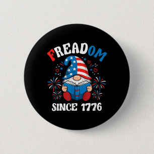 Freadom Gnome Patriotic Book 4th of July 6 Cm Round Badge