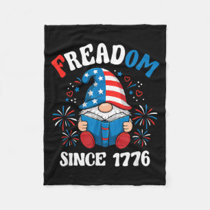 Freadom Gnome Patriotic Book 4th of July Fleece Blanket
