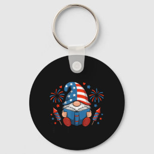 Freadom Gnome Reading Book Patriotic American Key Ring