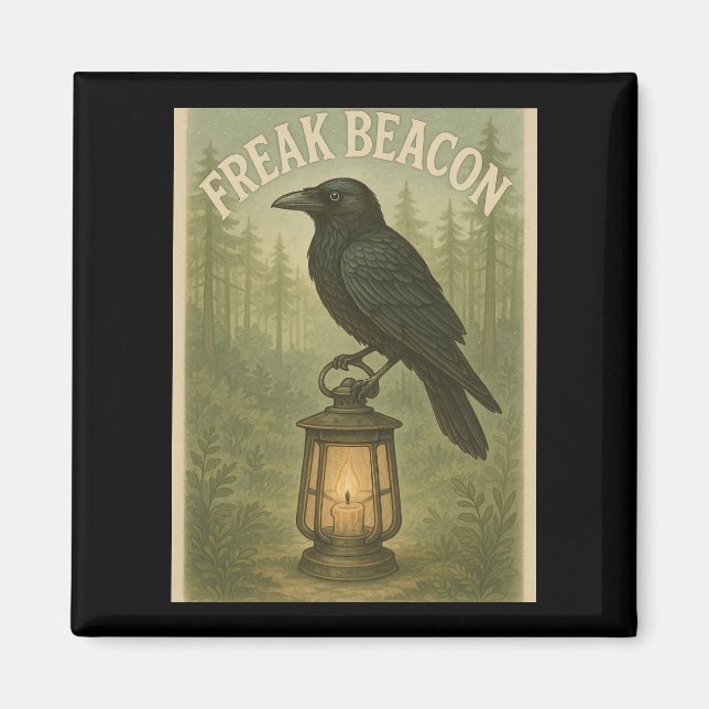 Freak Beacon Raven Square Magnet (Front)