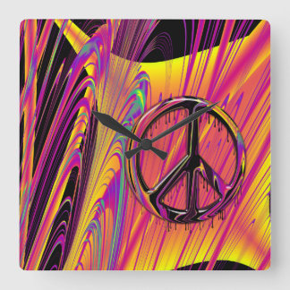 Freak Flag Psychedelic Hippy Couture Square Wall Clock