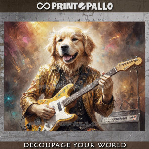 Freak Golden Retriever playing guitar at concert - Tissue Paper