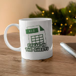 Freak in the sheets, Funny Accountant Spreadsheet  Coffee Mug<br><div class="desc">Sip your coffee with a side of humour and a dash of accounting flair with our 'Freak in the Sheets' Funny Accountant Spreadsheet Coffee Mug! This witty mug features the hilarious quote 'freak in the sheets, ' accompanied by a spreadsheet logo in a playful black and green transition colour scheme....</div>