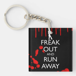 FREAK OUT AND RUN AWAY zombies Key Ring