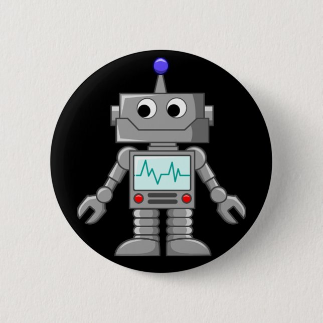 Freak robot 6 cm round badge (Front)