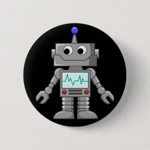 Freak robot 6 cm round badge