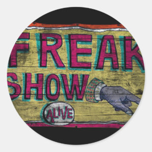 Freak Show Vintage Banner Classic Round Sticker